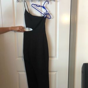 One strap thigh high slit dress